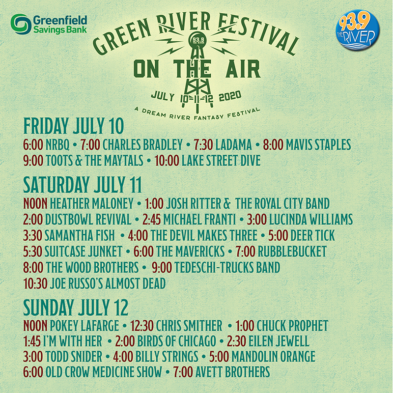 Green River Festival on the Air Complete schedule now available! 93