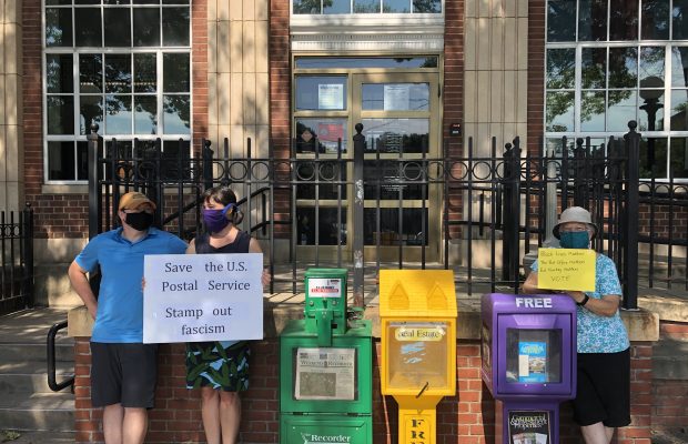 Stamping Out Fascism at a Post Office Protest